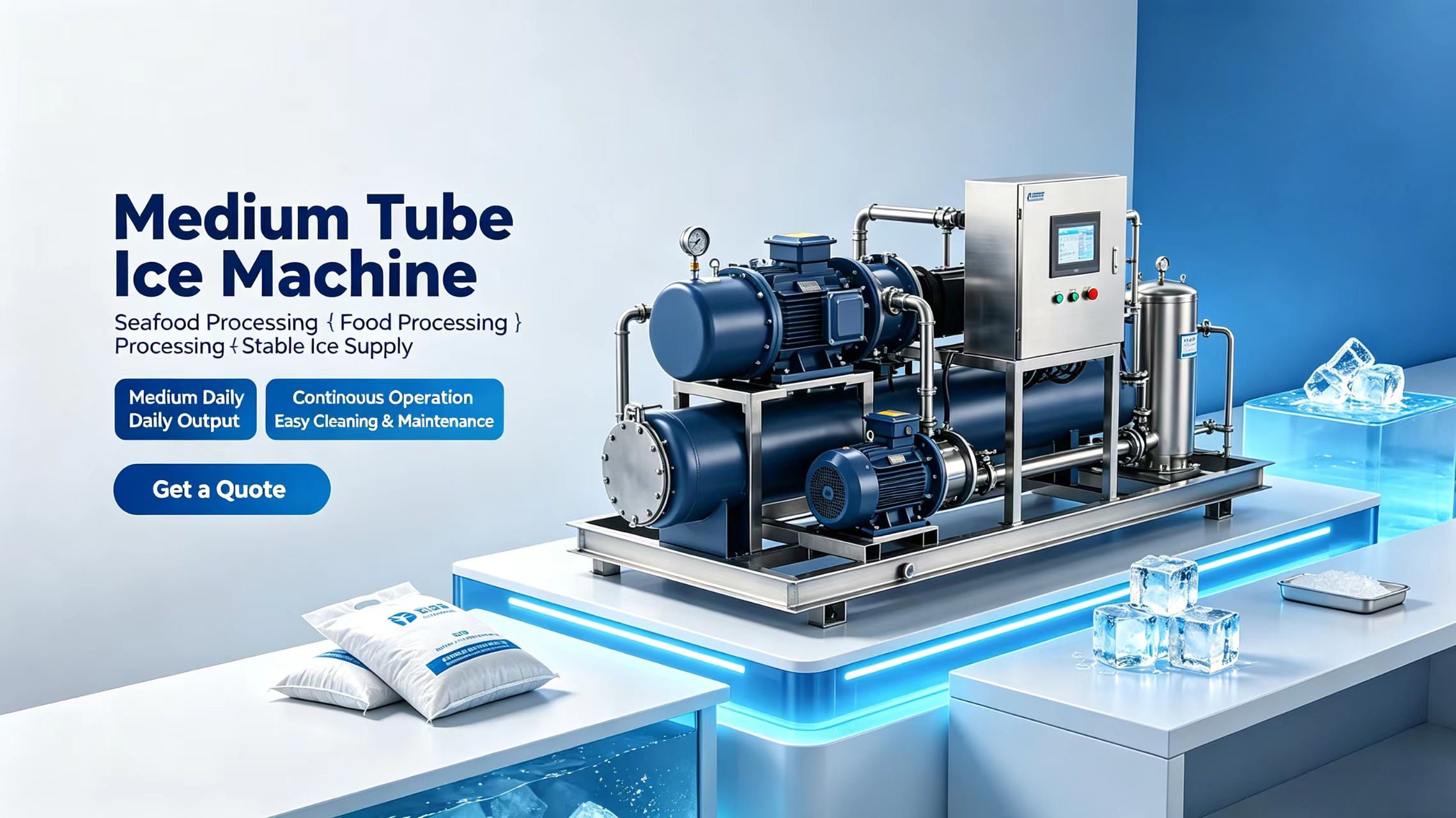 Medium Capacity Tube Ice Machine | 10–20 Tons Per Day